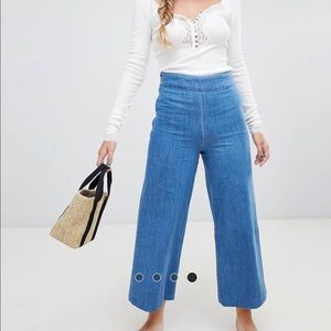 Free People Clean Wide Leg Jeans Culottes 6 New
